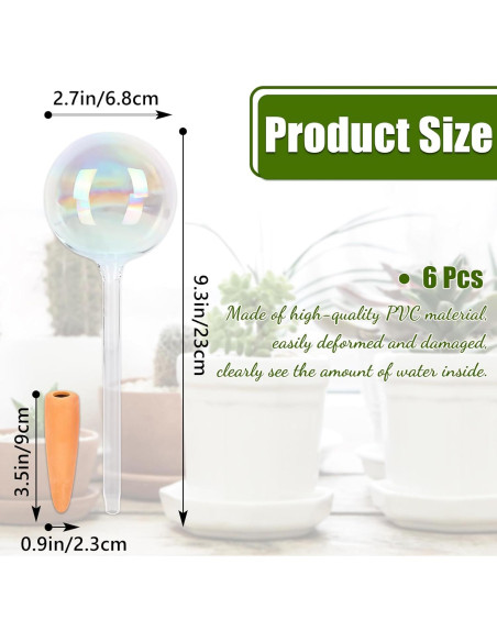 6 Esferas de Riego Automático de Vidrio Iridiscente para Plantas