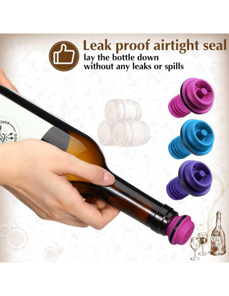 24 Tapones de Vacío para Vino Leinuosen Silicona Reutilizables