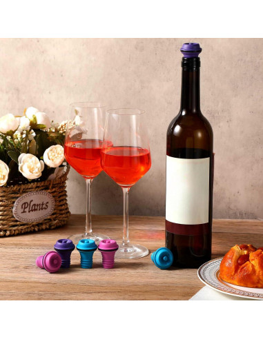 24 Tapones de Vacío para Vino Leinuosen Silicona Reutilizables