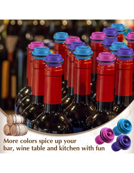 24 Tapones de Vacío para Vino Leinuosen Silicona Reutilizables