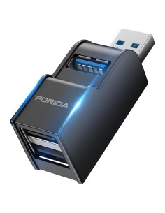Adaptador USB 3.0 FORIDA Hub 3 Puertos Negro - Divisor Portátil