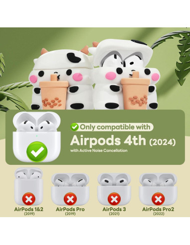 Funda Silicona Kawaii Vaca para AirPods 4 Gen 2024 Skyconser