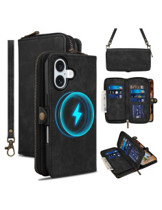 Funda Rssviss Plegable para iPhone 16 6.1" con Soporte y RFID