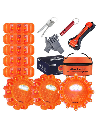 Flares LED de Emergencia Markstor 8 Piezas 15 LEDs Ámbar