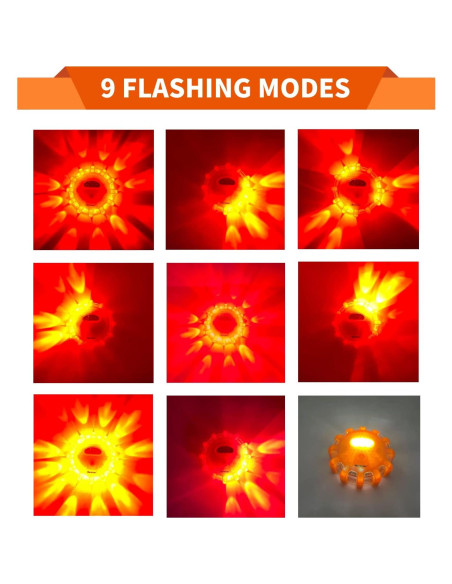 Flares LED de Emergencia Markstor 8 Piezas 15 LEDs Ámbar