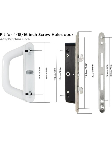 Juego de Manija para Puerta Corrediza Augenweide Blanco 12.54 cm