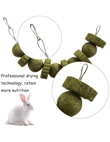 Juguetes de Masticar para Conejos Kathson - 3 Piezas de Hierba Timothy