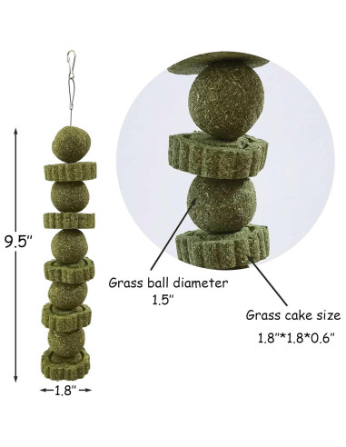 Juguetes de Masticar para Conejos Kathson - 3 Piezas de Hierba Timothy