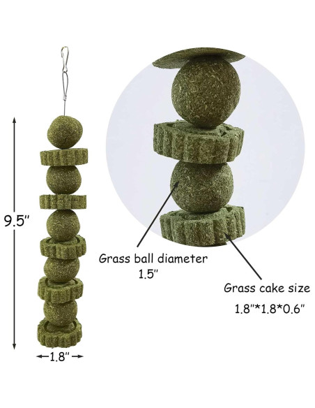 Juguetes de Masticar para Conejos Kathson - 3 Piezas de Hierba Timothy