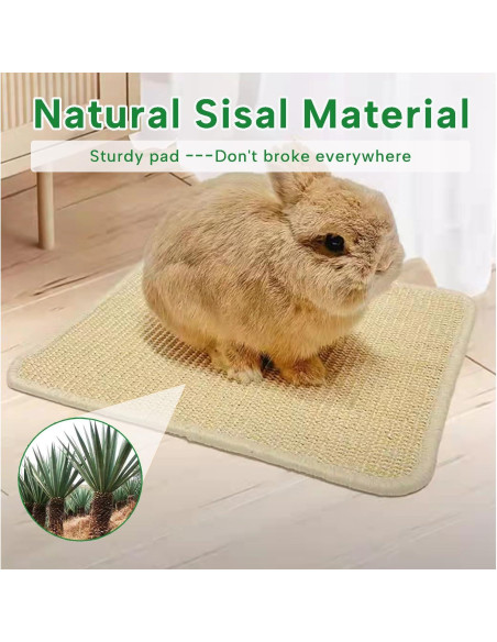 Alfombrilla de Rascado para Conejos KEYIDE 40x30cm Yute Natural