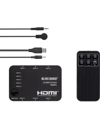 Interruptor HDMI 5x1 Monoprice 4K 60Hz con Control Remoto
