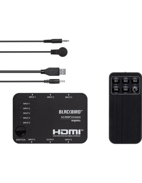 Interruptor HDMI 5x1 Monoprice 4K 60Hz con Control Remoto