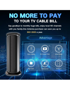 Antena de TV Digital Amplificada Thridccfoo 2200+ Millas 4K 2