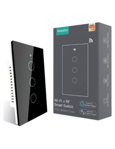 Interruptor Inteligente Táctil MoesGo WiFi 3 Gang Negro 110V