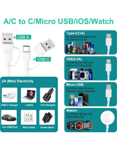 Cable de Carga Múltiple 4 en 2 HanCenDa 1.83m para iPhone y iWatch 2