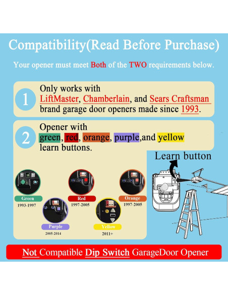 Control Remoto de Garaje Liftmaster 893MAX 891LM 2 Piezas