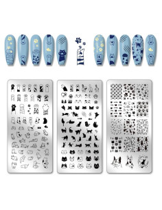 Placas de Estampado de Uñas de Gato PH PandaHall - 3 Piezas