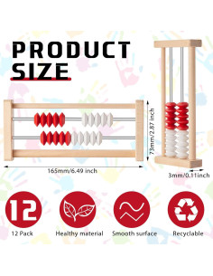 8 Piezas Ábaco de Madera Rekenrek para Niños 6+ 2
