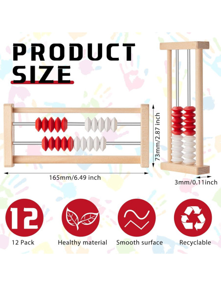8 Piezas Ábaco de Madera Rekenrek para Niños 6+