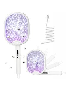 Raqueta Eléctrica para Mosquitos WOCVRYY 4000V Plegable 1800mAh