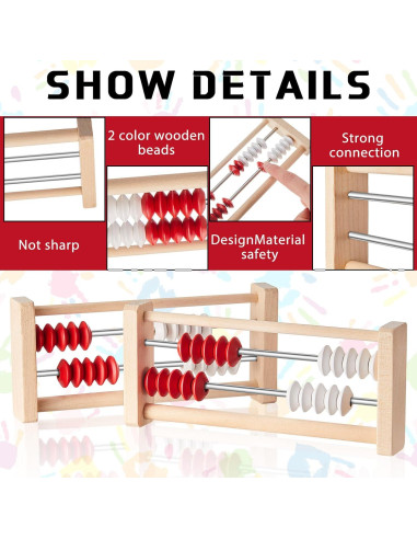 8 Piezas Ábaco de Madera Rekenrek para Niños 6+