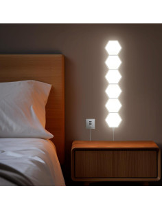Luz LED Hexagonal Modular Tehoi Táctil Blanca 6 Pcs 2