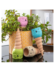 Paquete de 4 Picos de Riego Automático Terracota Búho 16 cm
