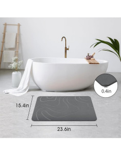 Alfombra de Baño Antideslizante ZIKIBL Diatomita 61x41cm Gris 2