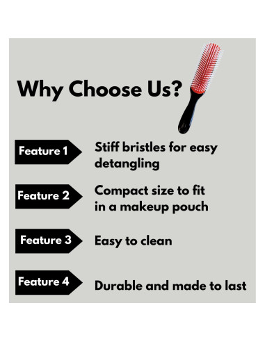 Cepillo Desenredante MDSTYLE para Cabello Rizado y Grueso - Negro