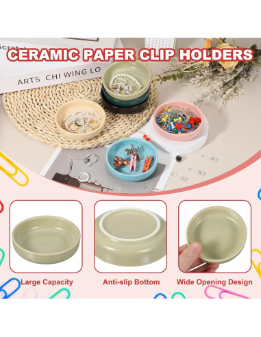 Soporte para Clips de Papel Cerámica PATIKIL Verde Matcha 90x25mm