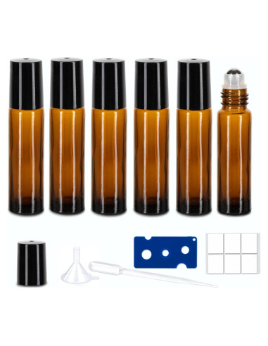 6 Botellas de Vidrio Ámbar 10ml con Rodillo HTHOOOOOME