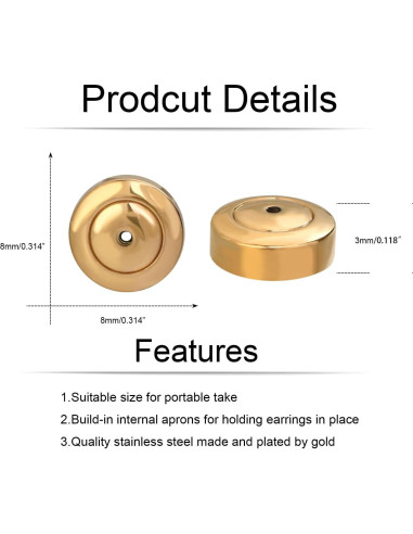 Resortes para Pendientes JIACHARMED 4PCS Oro Blanco 18K