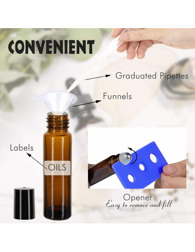 6 Botellas de Vidrio Ámbar 10ml con Rodillo HTHOOOOOME