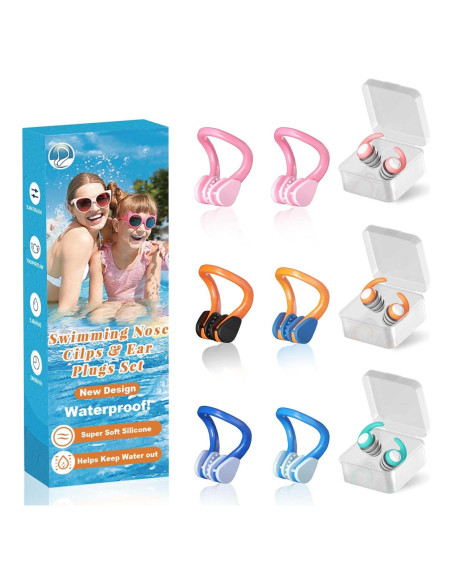 Clip de Nariz y Tapones para Oídos YUHENGLE - Niños 4-12 Años Clip de Nariz y Tapones para Oídos YUHENGLE - Niños 4-12 Años