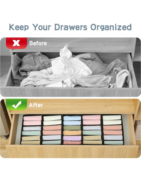 Organizador de Cajón Qozary 3 Pack 6 Compartimentos Negro