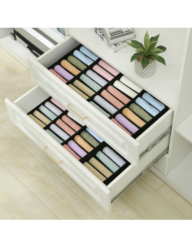 Organizador de Cajón Qozary 3 Pack 6 Compartimentos Negro