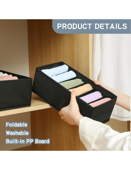 Organizador de Cajón Qozary 3 Pack 6 Compartimentos Negro