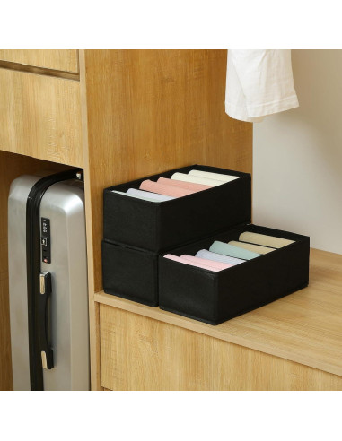 Organizador de Cajón Qozary 3 Pack 6 Compartimentos Negro