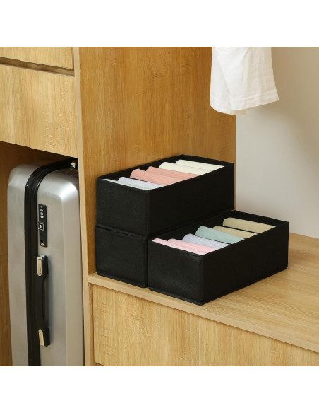 Organizador de Cajón Qozary 3 Pack 6 Compartimentos Negro