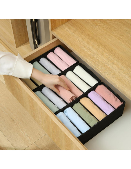 Organizador de Cajón Qozary 3 Pack 6 Compartimentos Negro