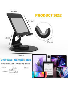 Soporte Giratorio para Tabletas KABCON 360 Aluminio Negro 2