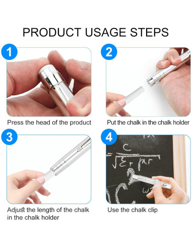 5 Sujetadores de Tiza de Aluminio Siutaga para Pizarra