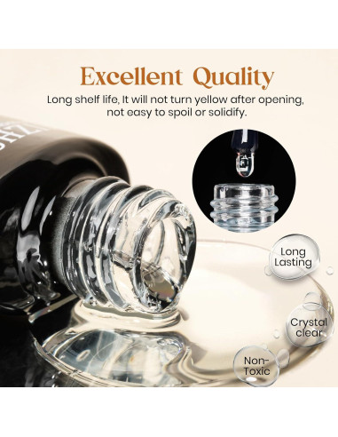 MIZHSE Set Gel Top y Base Coat 3PCS, Esmalte en Gel Larga Duración