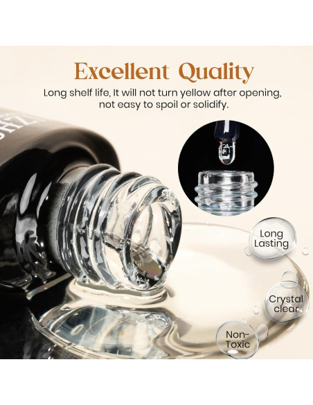 MIZHSE Set Gel Top y Base Coat 3PCS, Esmalte en Gel Larga Duración