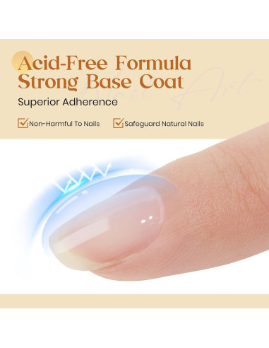 MIZHSE Set Gel Top y Base Coat 3PCS, Esmalte en Gel Larga Duración