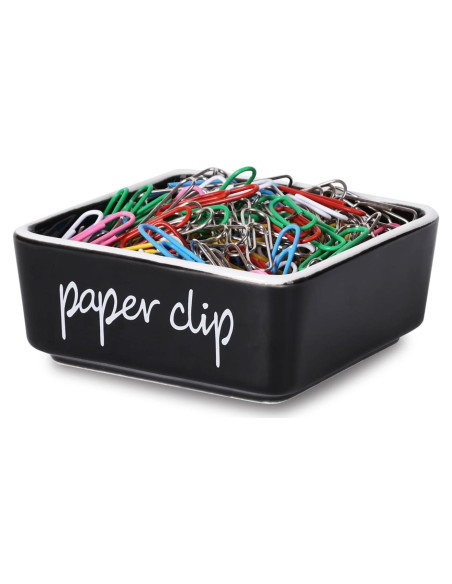 Soporte de Clips de Papel Cerámica ONTUBE Negro 8.4 cm