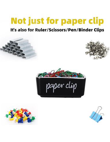 Soporte de Clips de Papel Cerámica ONTUBE Negro 8.4 cm