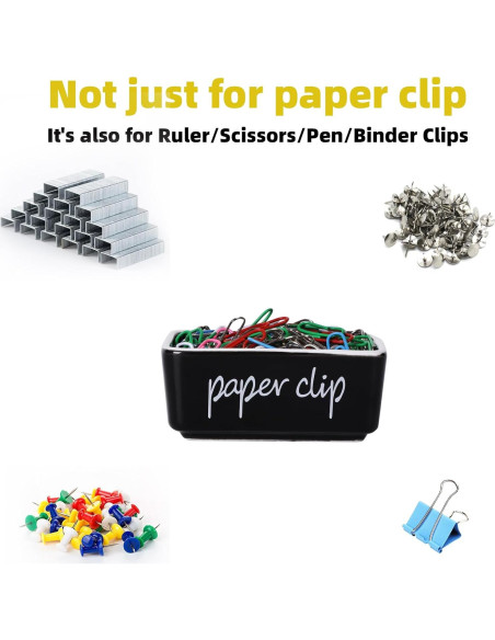 Soporte de Clips de Papel Cerámica ONTUBE Negro 8.4 cm