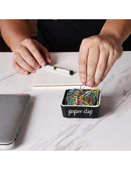 Soporte de Clips de Papel Cerámica ONTUBE Negro 8.4 cm