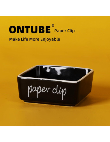 Soporte de Clips de Papel Cerámica ONTUBE Negro 8.4 cm